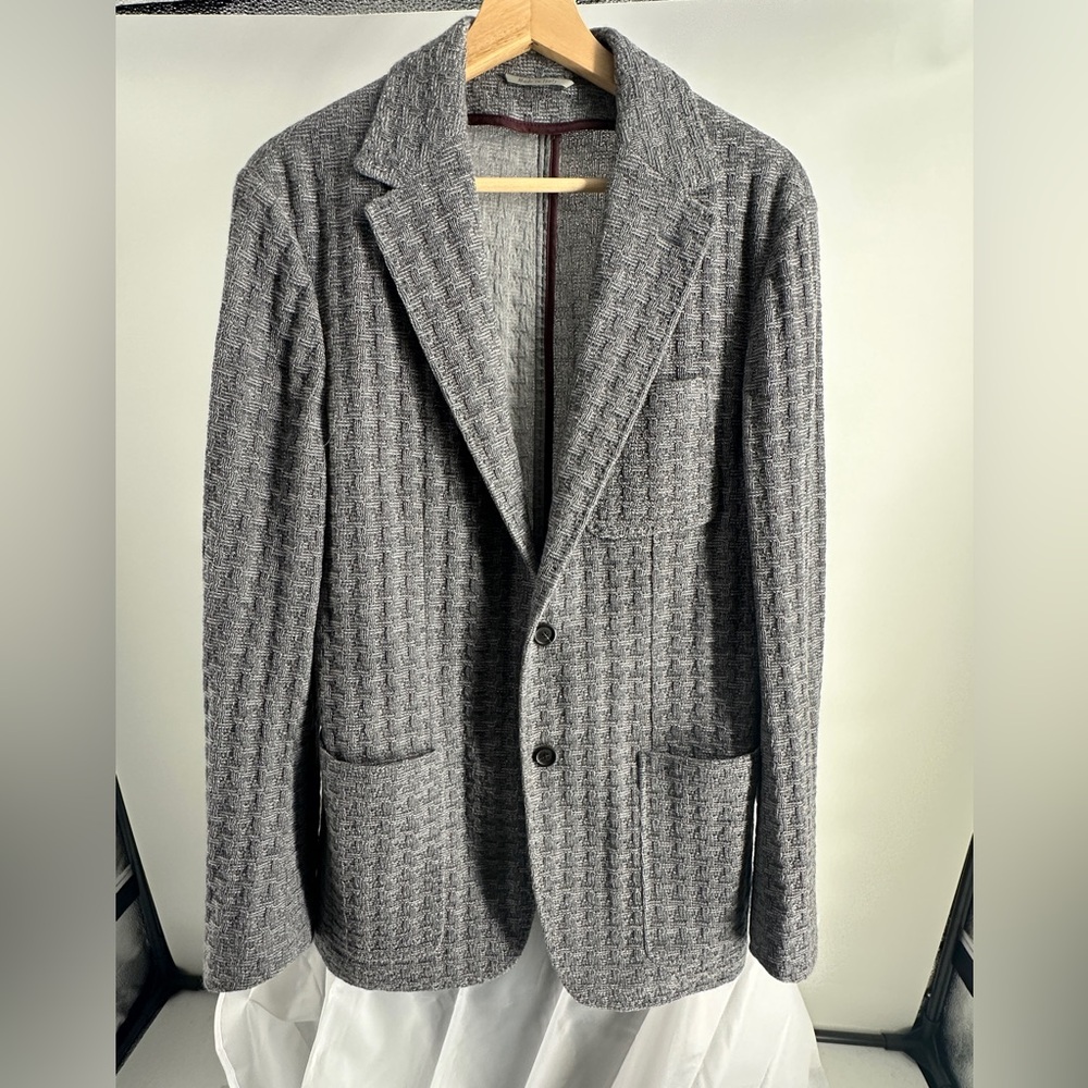 Canali gray wool cross woven unconstructed blazer